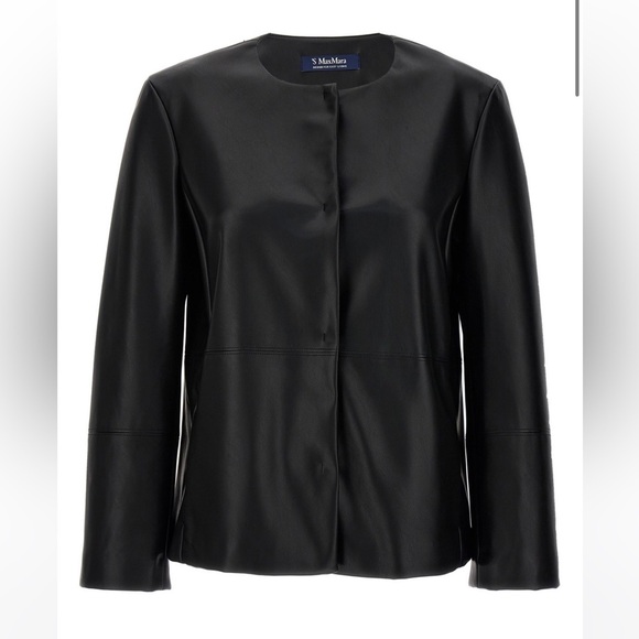 NWT New Season ‘S Max Mara ‘ Festoso' Faux Leather Jacket. Black: All Seasons. - Picture 5 of 16